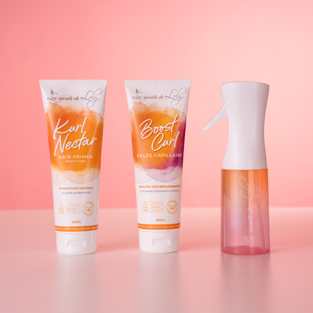 Starter Pack Cheveux Bouclés - Crème sans rinçage, gelée coiffante & vaporisateur